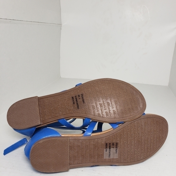 Breckelles Blue Open Toe Slip-On Zip Sandals Sz 8 - Picture 9 of 10